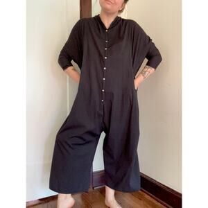 Album Di Famiglia Oversized Black Cotton Poplin Jumpsuit -- Size XS up to Large